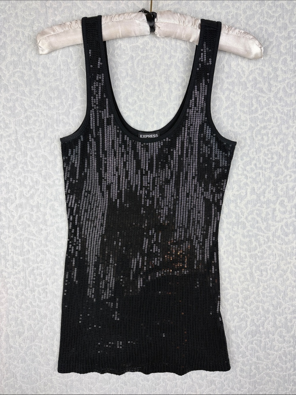 Express Black Sequin Scoop Tank Sz. S
